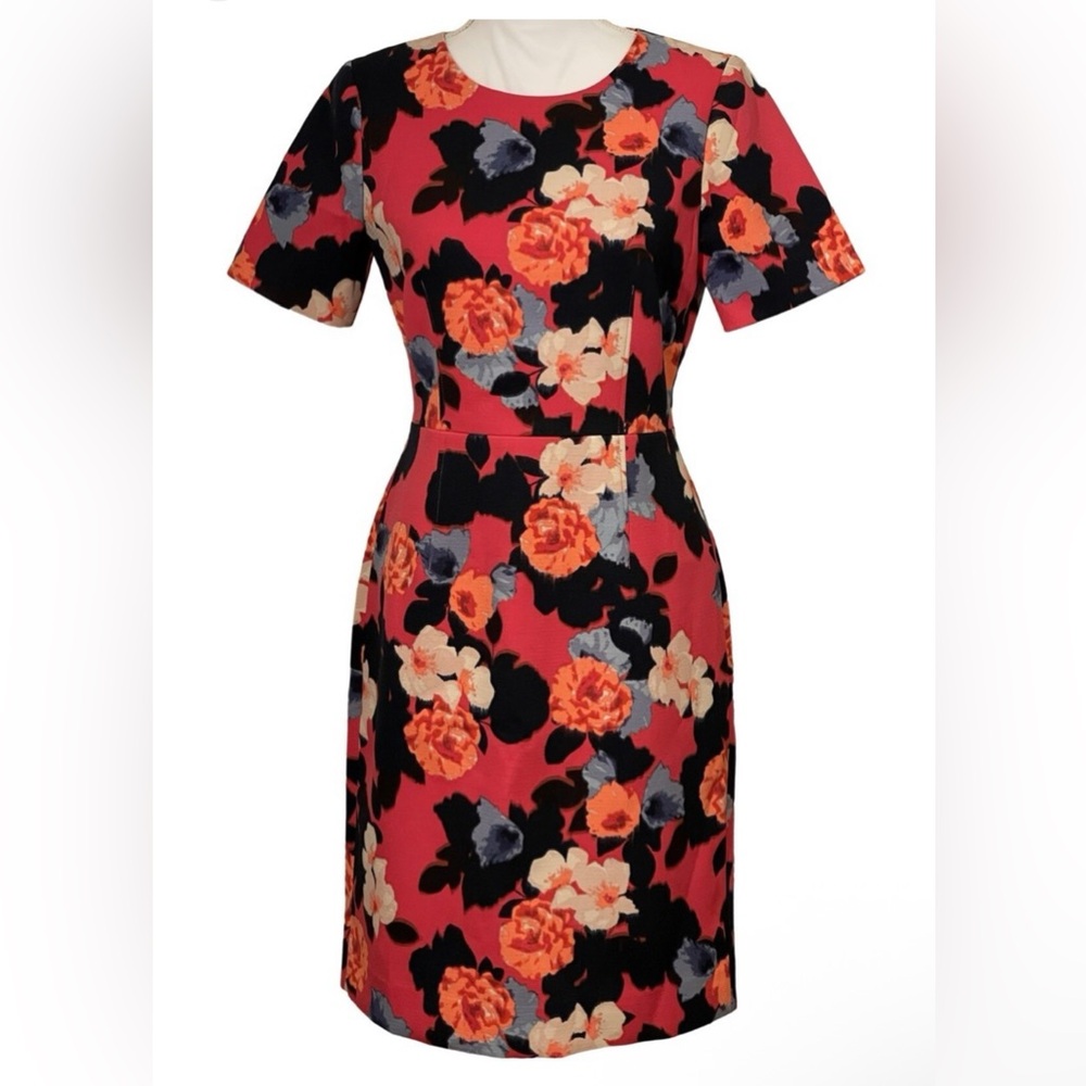 J. Crew Red and Black Floral Mini Dress